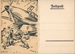 Germany WWII, Feldpost, Soldiers' Mail, Loading Bomb onto Aircraft Postcard