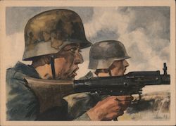 Germany WII, "On the Light Machine Gun", Drawing Postcard