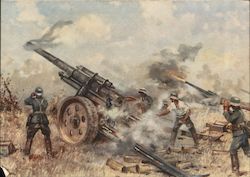 Germany WWII, Heavy Artillery Bombarding Petersburg (Leningrad) Postcard