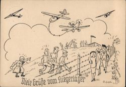 Germany WWII, Humor, Greetings from the "Fly Camp" Postcard