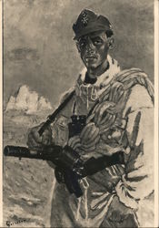 Germany WWII, "German Artists and the SS", Police Mountain Troops Soldier Postcard