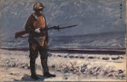 Japanese Infantry at Foot of Mountain Postcard