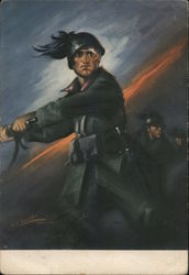 Ode to Bersaglieri Troops by Benito Mussolini Italy World War II Postcard Postcard Postcard