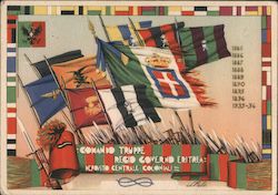 Flags of the regiments of Italian Eritrea. Postcard