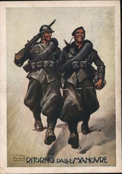 Two Blackshirts returning from maneuver Postcard