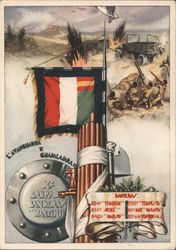 X Banderas Martini Group Italy World War II Postcard Postcard Postcard
