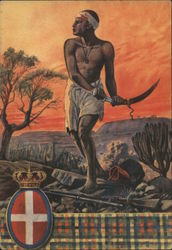 Wounded african soldier from one of Italian African regiments. Postcard