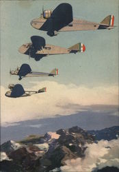 Air force aircraft flying in formation Italy World War II Postcard Postcard Postcard