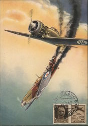 Italian fighter plane in a dogfight Italy World War II Postcard Postcard Postcard