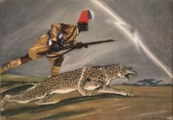 Eritrean soldier with cheetah Postcard