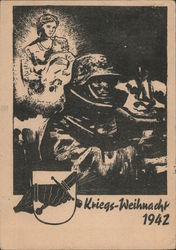 War-Time Christmas  1942, Soldier, Mother & Child Feldpost Postcard