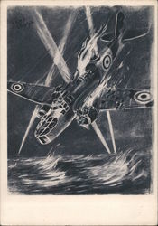 English Fighter Plane Crashes into Sea Postcard