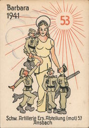 St. Barbara, Patron of Artillermen and Miners, 1941 Postcard