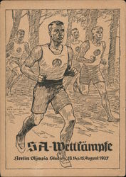 Third Reich, SA Athletic Competition, Olympic Stadium, Berlin 1937, Runners Nazi Germany Postcard Postcard Postcard