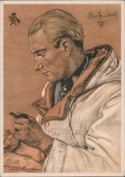 Sketch of Named Iron Cross Recipient, Lieutenant, Winter Gear Postcard