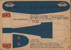 Paper Airplane Model, National Socialist Flying Corps, Swastika Postcard
