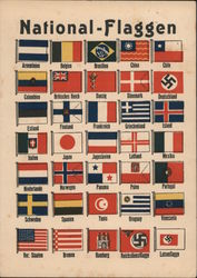 Swastika, "Flags of the Nations", 1938 Nazi Germany Postcard Postcard Postcard