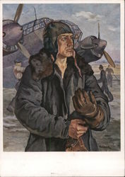 Art Exhibit of the Luftwaffe, "Art from the Front 1942", Flyer, Airplane of War", Portrait of a Soldier Postcard