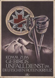 Recruiting Poster for German Mountain Rescue Team of the German Red Cross (for "Mountain Accidents") Postcard