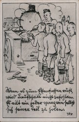 Soldiers at Mess, Mobile Field Kitchen, "Goulash Cannon", 1940 Postcard