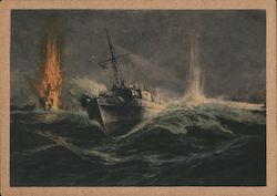Navy, Fast Boat Patrol on English Coast, Sinking of Destroyer Postcard