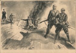 Propaganda, German Soldiers Standing on Globe, Britain "John Bull" on His Knees, Sailor Postcard