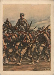 Infantry on the March, Officer on Horse "Postcard of the Army" Postcard