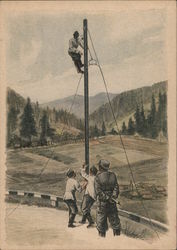 Communication Corps, Repairing Telegraph Wires Postcard