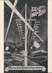 Naval Flak Anti-Aircraft Battery, Island Sylt, Swastika, Navy Flag 1939-40 Postcard