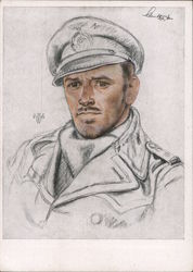 U-Boat Commander Capt. Schulpe, Submarine, Navy Postcard