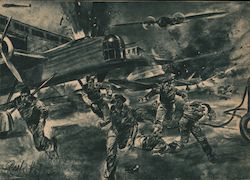 Surprise Attack of German Fighter Airplanes on British Air Field Postcard