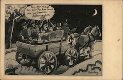 Military Humor, Soldiers in Horse Wagon, "From the Cradle to the Grave, These Are the Best Years of Our Lives" Postcard