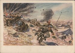 "Desert Warfare in North Africa", "After a Hard Fight the English Soldiers are Driven Out of Tunisia by the Superior German Soldiers" Postcard