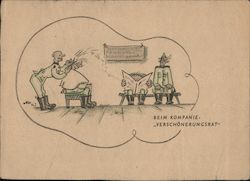 Military Humor, "Company Barber, Advice for Beautification" Postcard