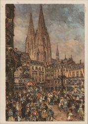 Cologne Carnival, Mardi Gras, Cathedral, 1939, Koln, Koeln, Brown Stamp Postcard