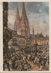 Cologne Carnival, Mardi Gras, Cathedral, 1933, Koln, Koeln, Green Stamp 1939 Postcard