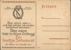 military-mail postal card unused – no postmark/cancellation themed Infanterie-Sturmabzeichen (Infantry Assault Badge) Postcard