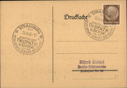 commemorative cancel "Deutsche Grösse - 2000 Jahre Kampf am Rhein" Strassburg, nowadays Strasbourg in France Postcard