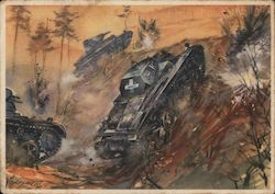 Tanks in Action, Panzers on the Attack, German Army Postcard Series # 6, Picture 1 Postcard