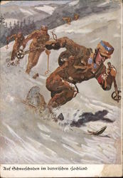 German Alpine Troops on Ski Patrol Postcard
