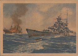 German Battleships in the North Atlantic Sank 22 Ships (116,000 British Tons) in March 1941 and Rescued 800 Survivors Postcard