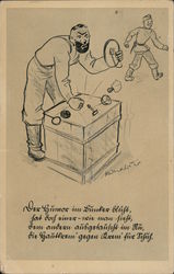 Military Humor, Soldier Trying to Shave with Little Mirror Feldpost Postcard