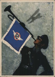 Rare: Propaganda, Association of German Sport Fliers, Biplane, Swastika Nazi Germany Postcard Postcard Postcard