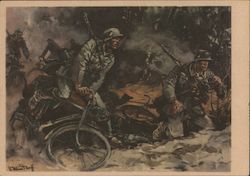 Squadron of Bicycle Soldiers in Battle Postcard