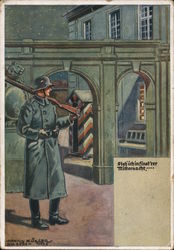 Soldier on Sentry Duty, "Here I Stand in the Dark Midnight" Feldpost Postcard