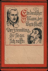 Rare: Anti-Semitic Propaganda, "A German Man who Creates Values,  A Stranger who Keeps Valuables to Himself" Postcard