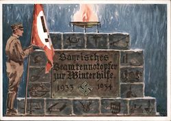 Propaganda, Monument to Bavarian Civil Servants' Donations to Winter Assistance Foundation  1933-34 Nazi Germany Postcard Postca Postcard