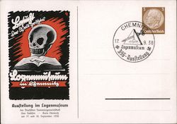 Anti-Masonic Nazi Art Exhibit, Chemnitz, Skull and SS Rune Postcard