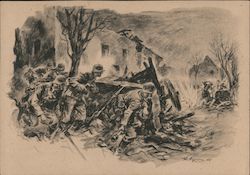Germany Infantry Storming a Village Postcard