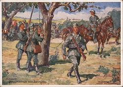 Communication Troops Comstructing Telephone Line Postcard